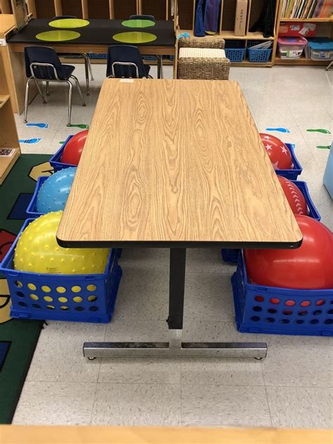 Flexible Seating In A Pre K Classroom Crates And Balls Inserted Into
