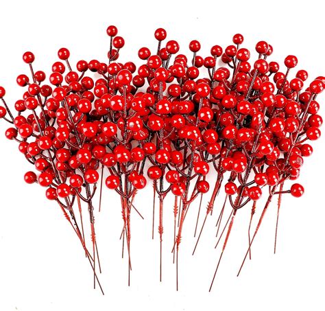 40 Pack Artificial Red Berry Stems 65inch Christmas Red Berry Picks