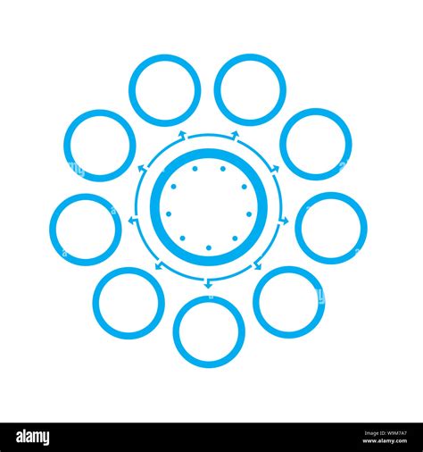 Template For Infographics On 9 Positions Circles Arranged In A Circle
