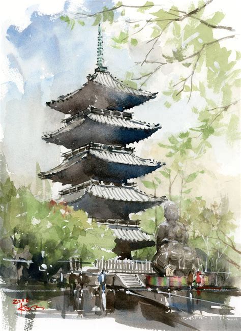 Image Result For Watercolor Paintings Of Japan Watercolor Landscape Paintings Architecture