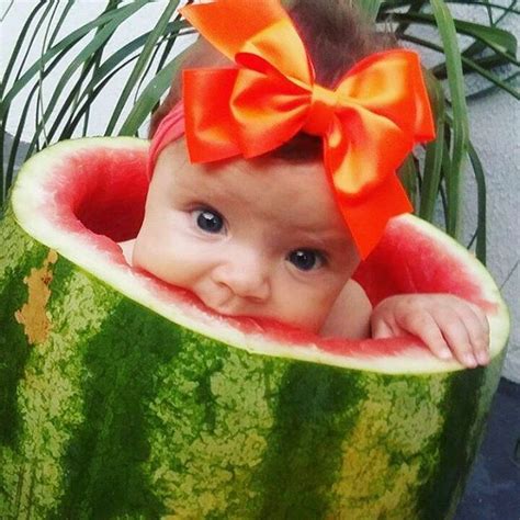 Adorable Newborn Babies Pose With Giant Watermelons Capturing Hearts