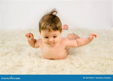 Adorable Baby Girl Naked Stock Photo Image Of Adorable 76374434