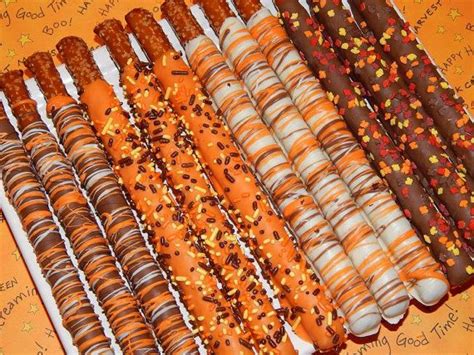 Gourmet Chocolate Covered Pretzel Rods For Fall Individually Wrapped Chocolate Covered