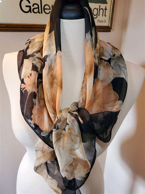 Berkshire Polyester Chiffon Scarf 35 Square Floral Pretty Muted Colors