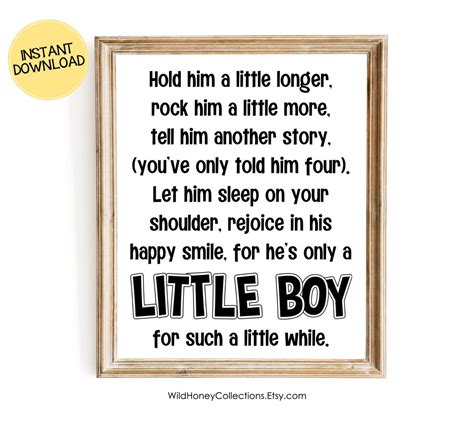 Hold Him A Little Longer Little Boy Poem Son Poem Boys Etsy