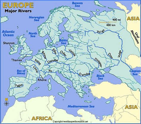 Europe Map With Rivers And Mountains