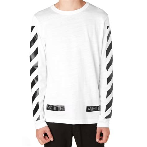 Off White Long Sleeve Tee White And Black End