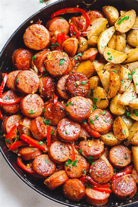 Due to the recent increase in popularity of these chicken and turkey based. Smoked Sausage and Potato Skillet Recipe - Smoked Sausage Recipe — Eatwell101