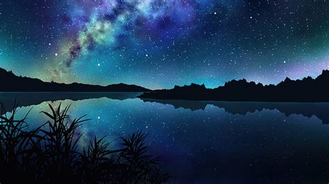 1920x1080px 1080p Free Download Stars Blue Sky Mountains Reflection