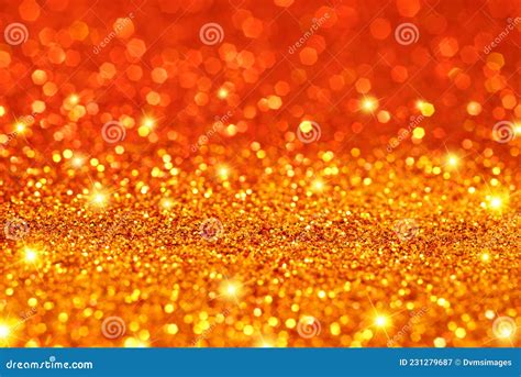 Yellow Orange Glitter Background With Stars Stock Image Image Of