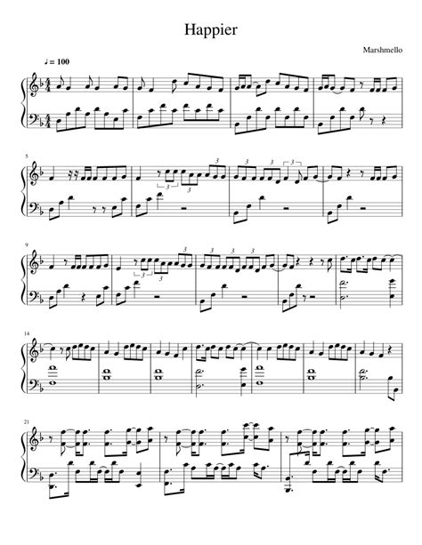 Happier by Marshmello sheet music for Piano download free in PDF or MIDI