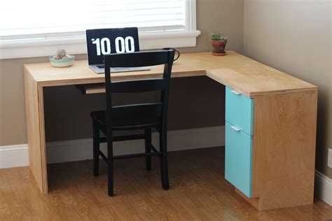 How to make wooden clamps. L-shape Modern plywood desk | Ana White