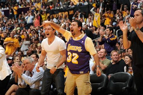 Laker Fans At The Courtside Stand And Yell During Game 2 Of The Western