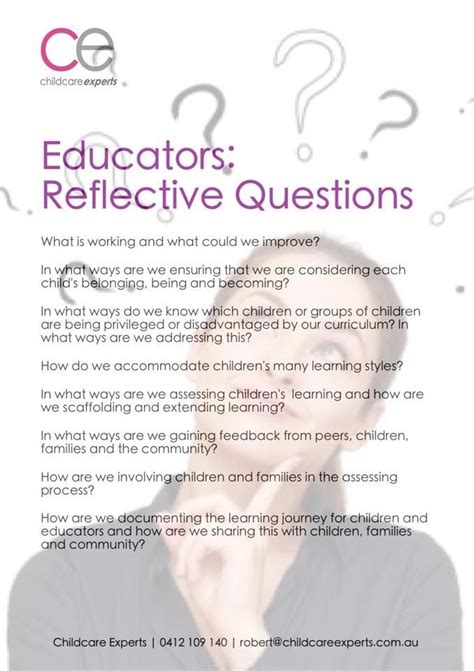 Reflective Questions For Educators Early Childhood Education