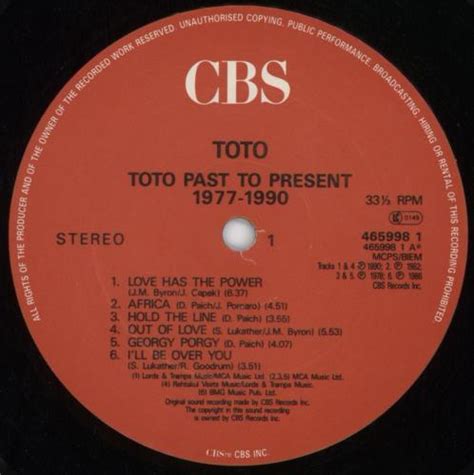 Toto Past To Present 1977 1990 Uk Vinyl Lp Album Lp Record 640428