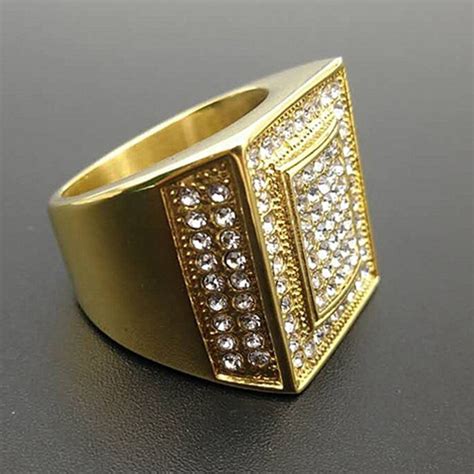 Buy Stainless Steel Iced Out Bling Square Rings For