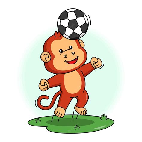 Premium Vector Cartoon Illustration Of Cute Monkey Playing Soccer