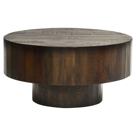Oliver French Country Dark Brown Thick Round Round Coffee Table | Round