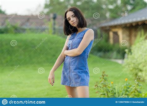 Outdoor Portrait Of A Pretty Young Girl 16 Years Old Stock Photo