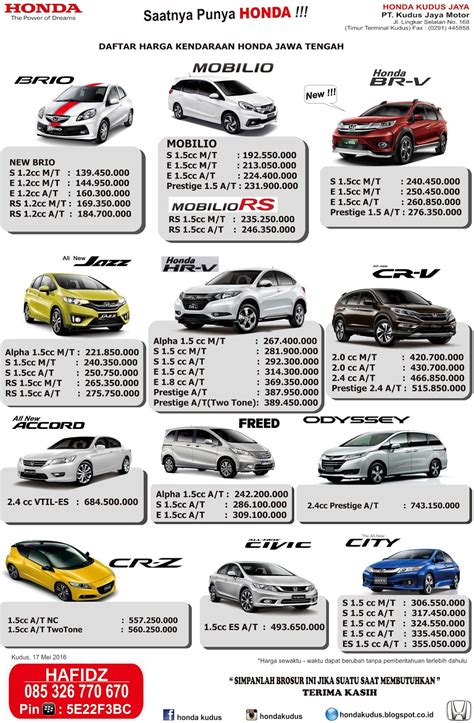 Terutama dalam hal ini untuk membuat daftar menu seminggu untuk keluarga. Harga Honda Pati