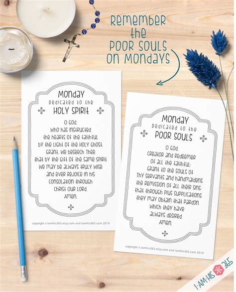 Printable Catholic Prayer Cards For Each Day Of The Week Set Of 14