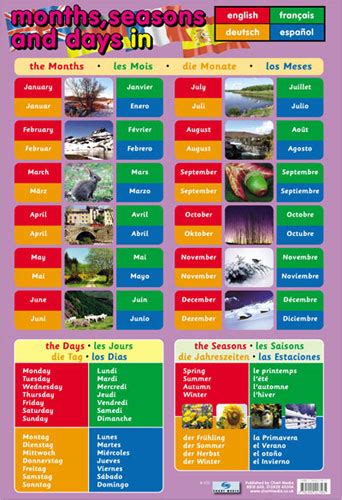 Months Seasons And Days Poster In 4 Languages Little Linguist