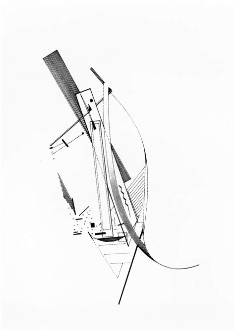 Black And White Photograph Of An Abstract Structure With Lines Curves And Shapes On It