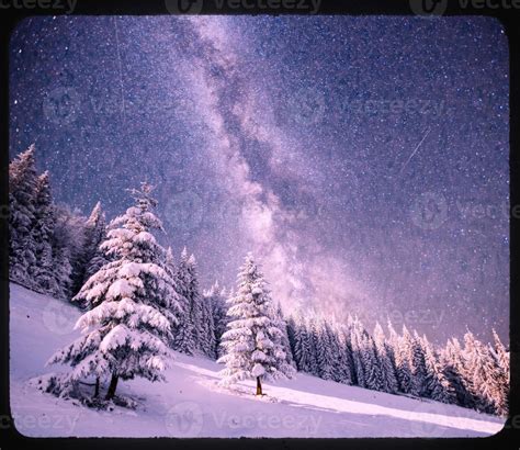 Magic Tree In Starry Winter Night 6745397 Stock Photo At Vecteezy