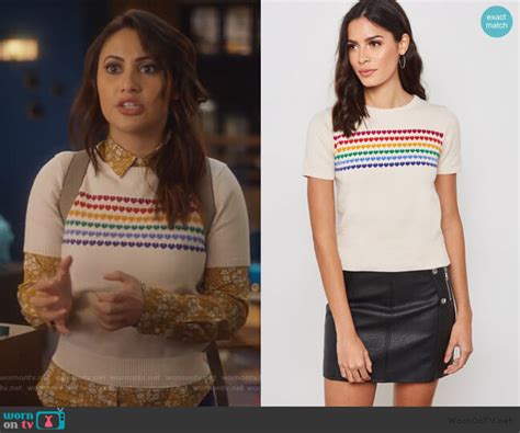 Wornontv Anas White Heart Sweater And Yellow Floral Shirt On Grown Ish Francia Raisa