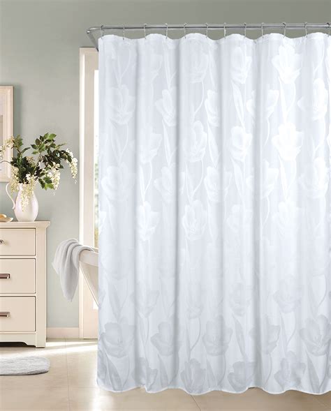 Dainty Home Lily Floral Shower Curtain In White