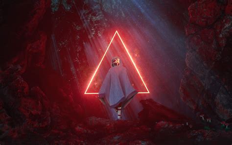 Download Wallpaper 1440x900 Ghost Triangle Glow Red