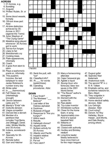 The site currently lists over 8.700 free printable crossword puzzles and more added daily. Sports Crossword Puzzles Printable | Printable Template Free
