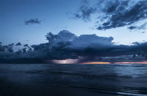 Sea Lightning Clouds Storm Evening Wallpaper 4229x2753 291360