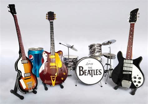 Miniature Guitar Bass And Drum Set The Beatles Musical Instruments