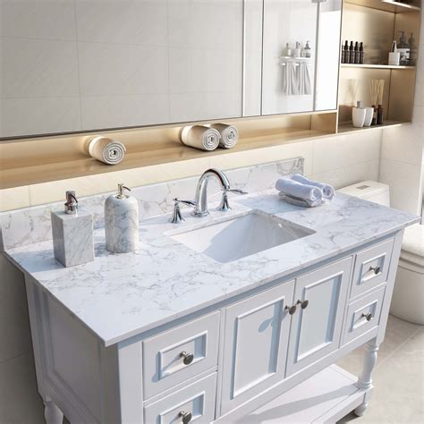 43‘x22 Bathroom Stone Vanity Top Engineered Stone Carrara White
