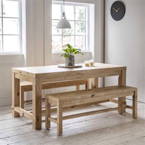 Raw Pine Dining Table And Bench Set By The Forest And Co Pine Dining