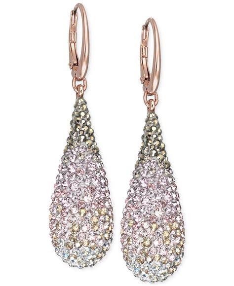 Lyst Swarovski Swarovksi Rose Gold Tone Graduated Crystal Teardrop