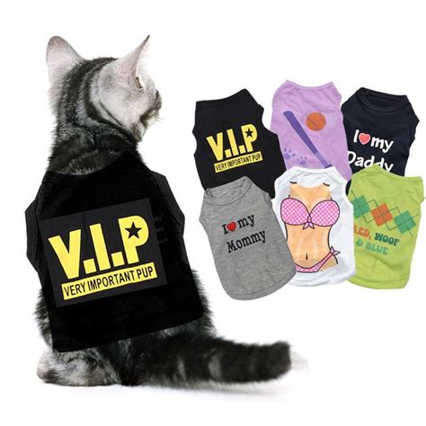 Love Cat Clothes Cotton Pet Shirt Clothing For Cats Vest Spring Summer