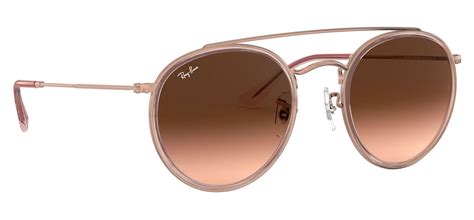 Ray Ban Rb3647n Round Double Bridge Sunglasses Pink Pink Brown