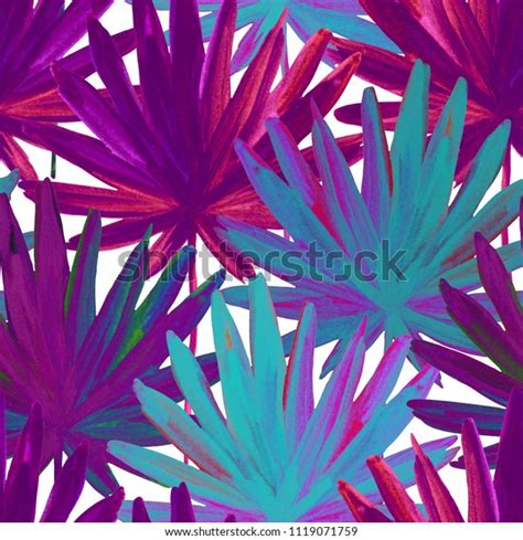Watercolor Tropical Leaves Seamless Pattern Bright Stock Illustration
