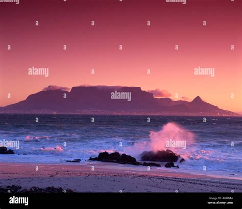 South Africa Cape Town Table Mountain Sunset Stock Photo Alamy