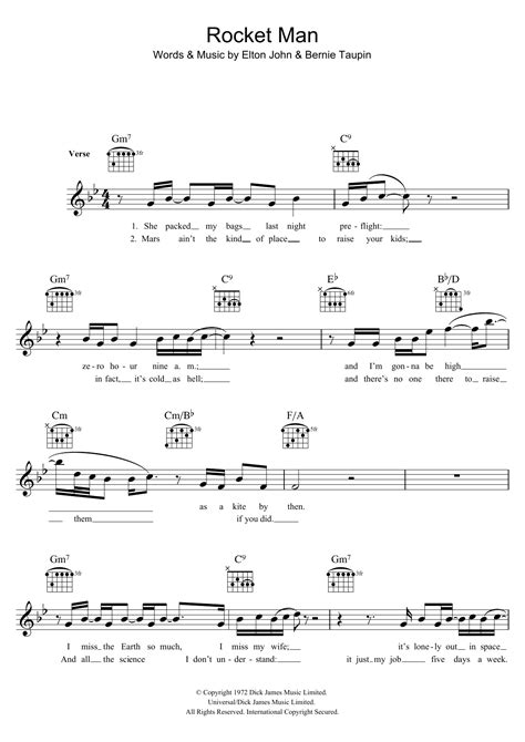 Elton john free sheet music. Rocket Man Sheet Music | Elton John | Lead Sheet / Fake Book