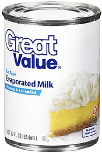 Great Value Evaporated Fat Free Milk 12 Oz Nutrition Information Innit
