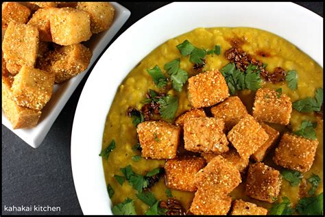 Kahakai Kitchen Red Lentil Soup With Fried Tofu And Chilli Oil For