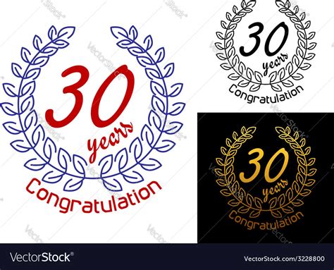 30 Years Anniversary Congratulations Badges Vector Image