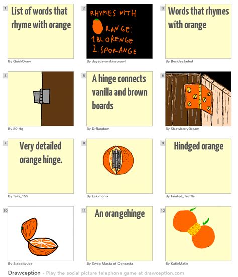 Select all the words that rhyme. List of words that rhyme with orange - Drawception
