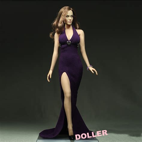 16 Scale Action Figure Model Phicen Toy Purple Sexy Evening Dress Fit