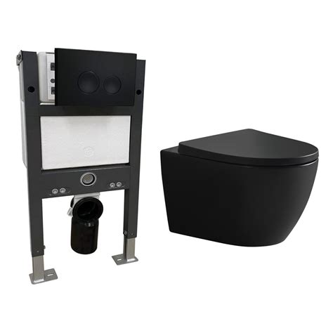 Ecodelux Compact Toilet Frame With Matt Black Tornado Flush Toilet And
