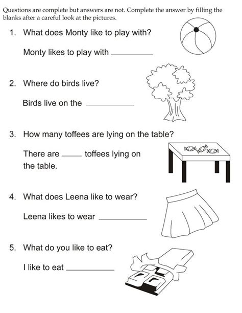 Fill In The Blank Worksheets For Kindergarten