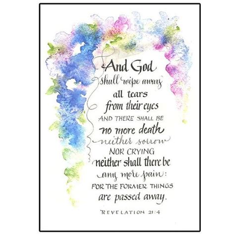 Christian Bible Sympathy Card In Calligraphy And Watercolor